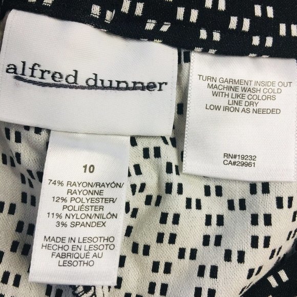 Alfred‎ Dunner Saratoga Pants Black White Proportioned Short 10 - Picture 4 of 9